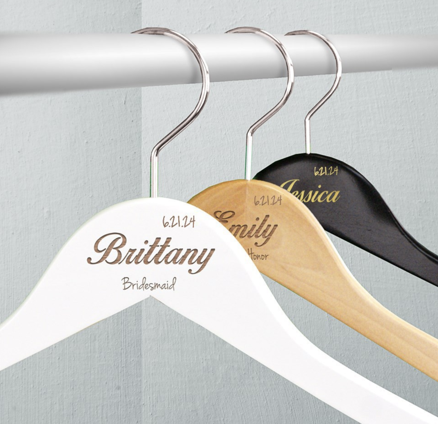Personalized engraved wedding hangers